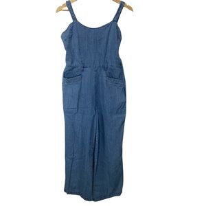 Rewash wide leg pocket denim bib jump suit light weight roper size medium